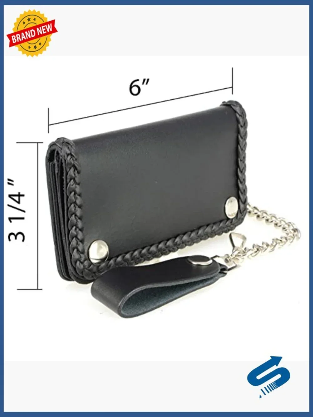 Men's Bi-Fold Leather Wallet with Removable Chain